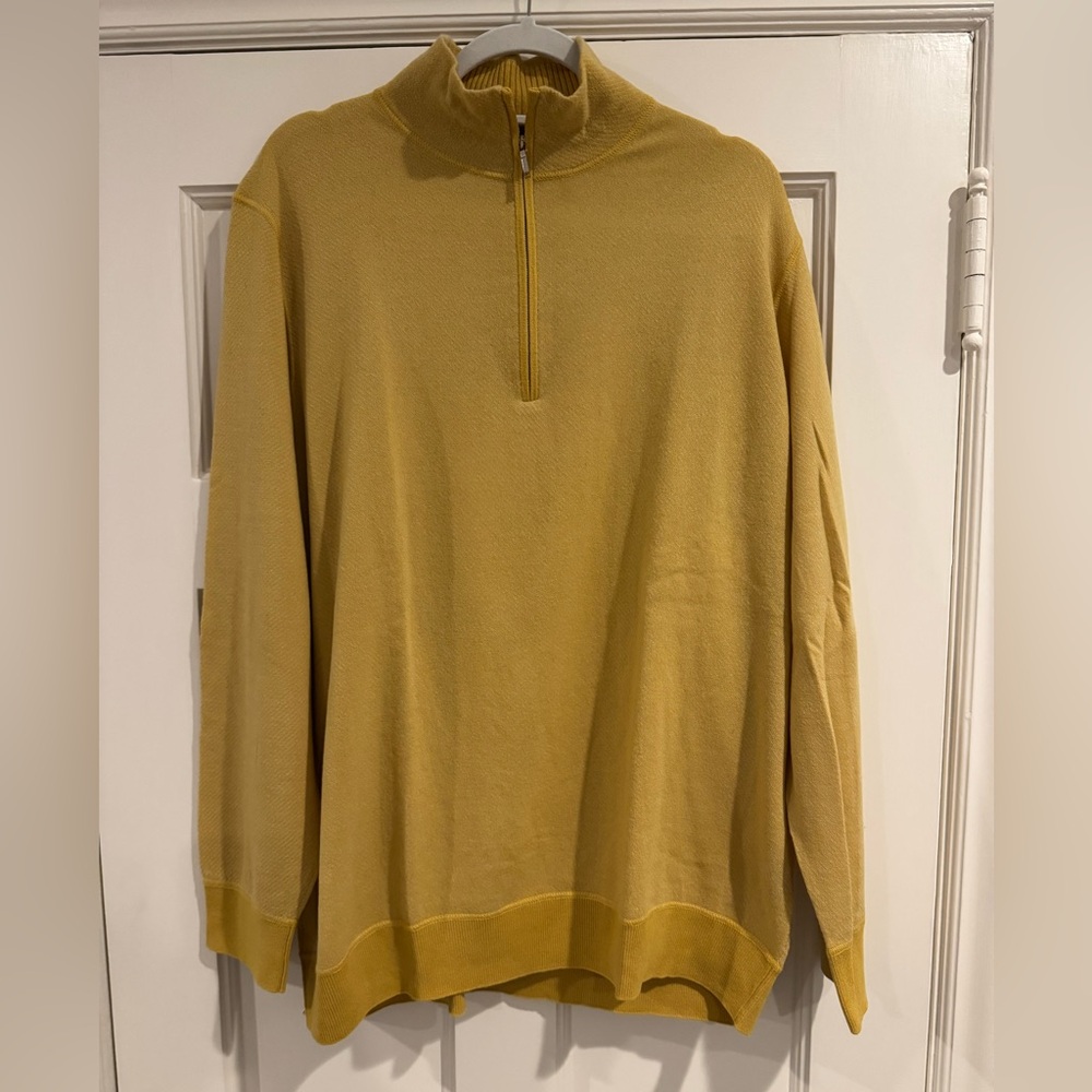 Loro Piana Men's Yellow Zip-Up Roadster Sweater